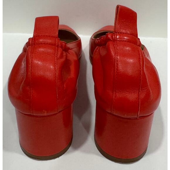 EVERLANE The Day Heel Genuine Italian Leather Red Block Heel Pumps Size 8.5 - Picture 4 of 8